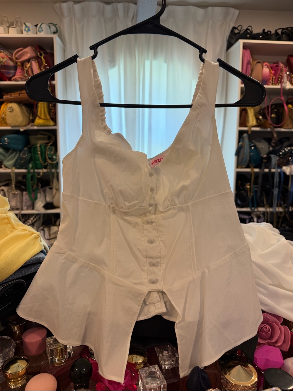 Women's White Corset-Style Peplum Camisole